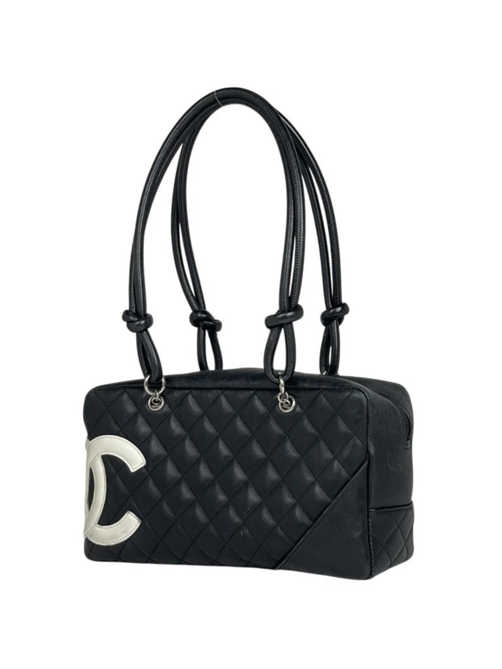 Chanel Shoulder Bag Cambon Line Bow CC Logo Quilted Leather Black
